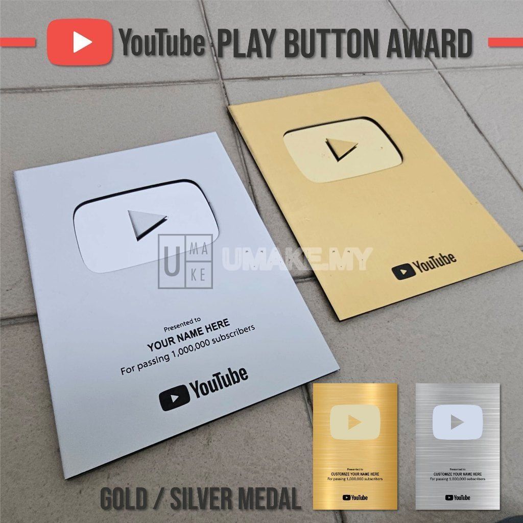 YouTube Play Button Award Wall Decor (Custom Name)