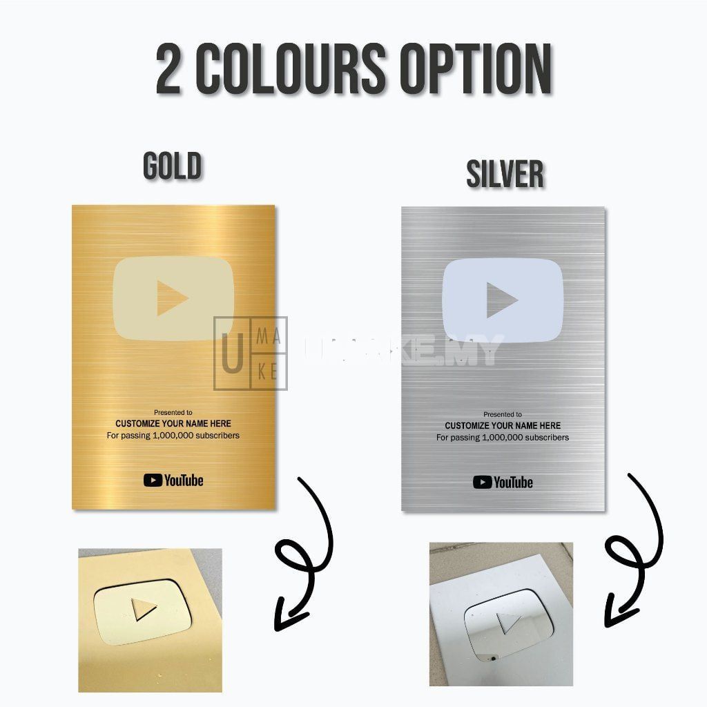 YouTube Play Button Award Wall Decor (Custom Name)