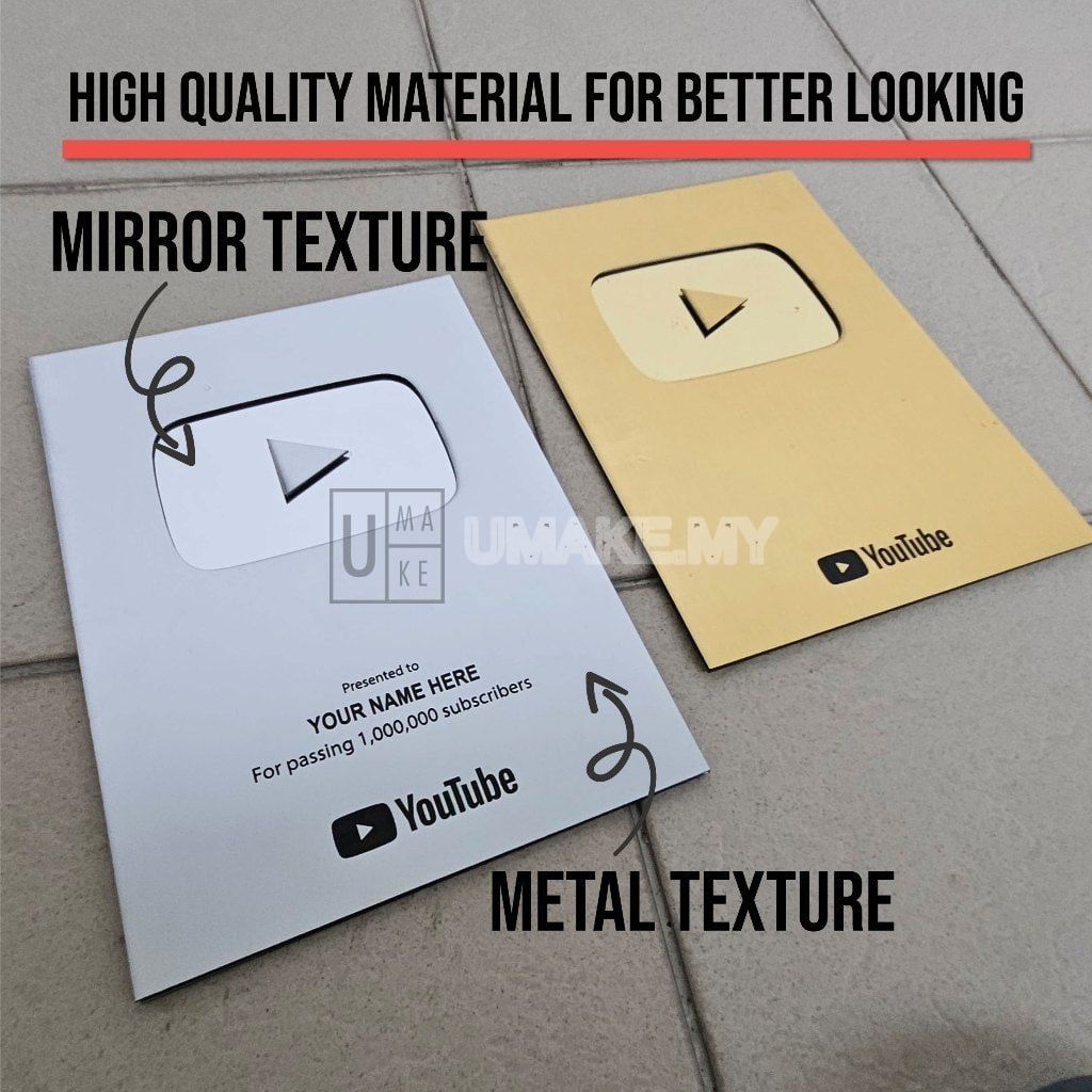 YouTube Play Button Award Wall Decor (Custom Name)