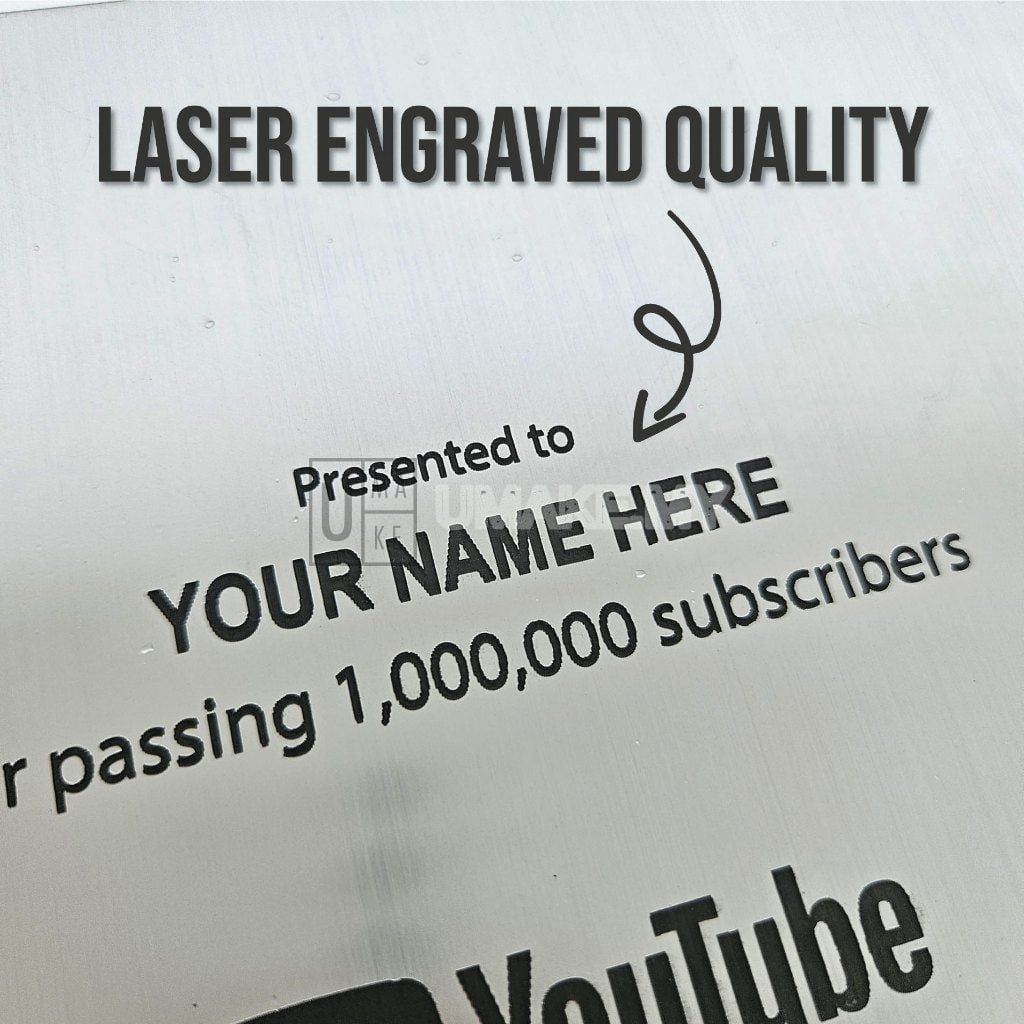 YouTube Play Button Award Wall Decor (Custom Name)