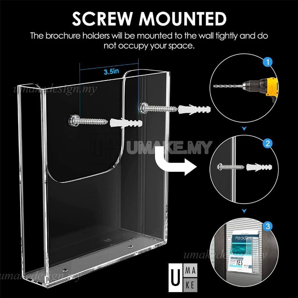Acrylic Wall Mounted Brochure Holder