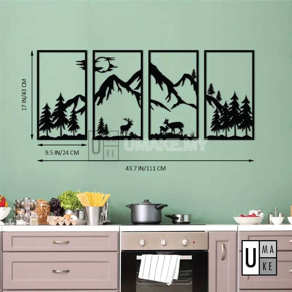 Nordic Matte Black Metal Wall Art