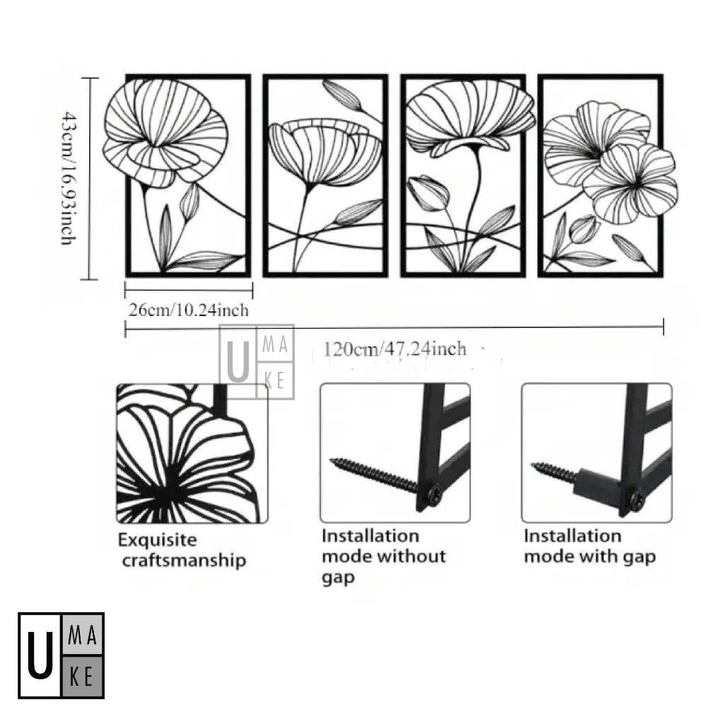 Nordic Matte Black Metal Wall Art