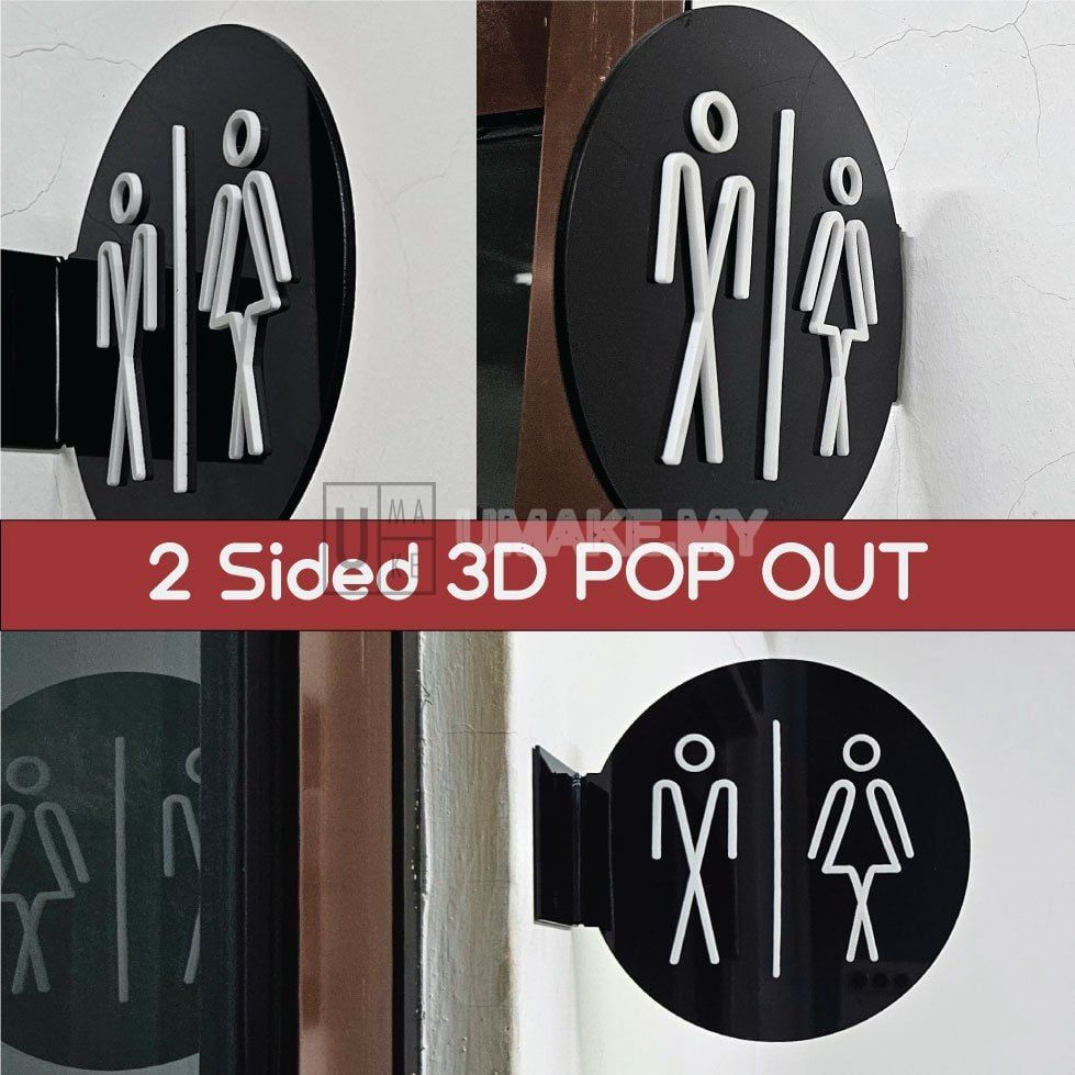 Side-Hanging Acrylic Toilet Sign
