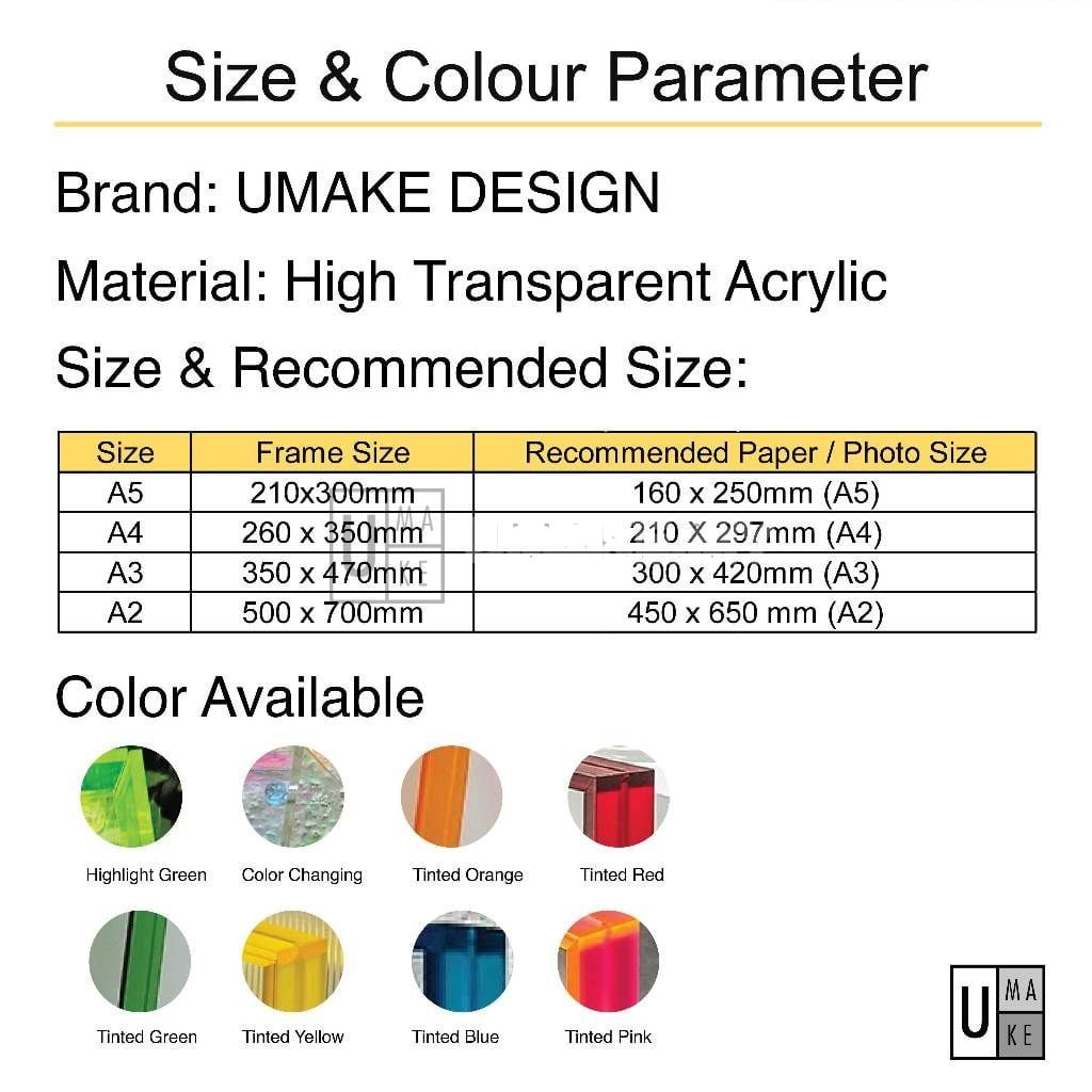 Floating Acrylic Photo Frame (Colourful)