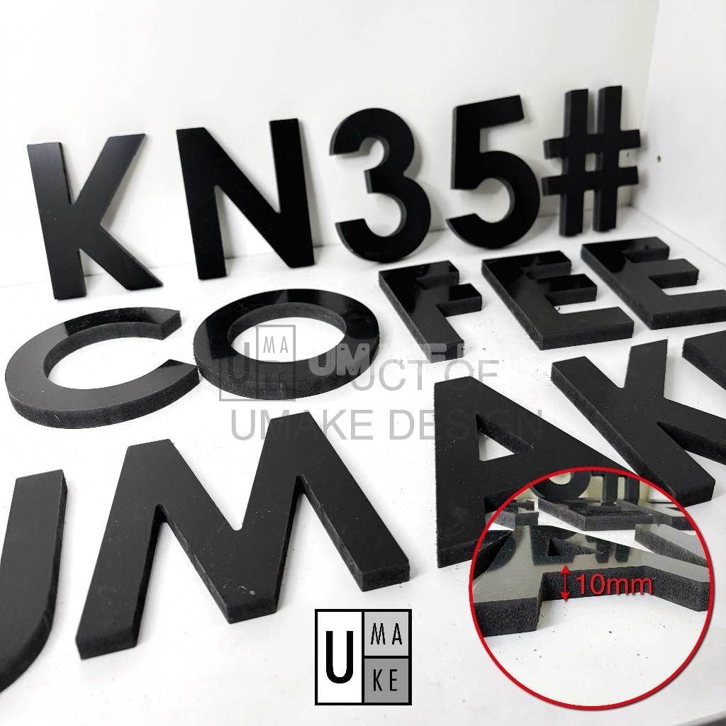 Black PVC 3D Letters (A-Z, 0-9)