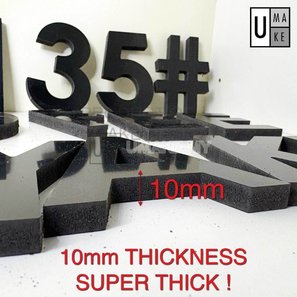 Black PVC 3D Letters (A-Z, 0-9)