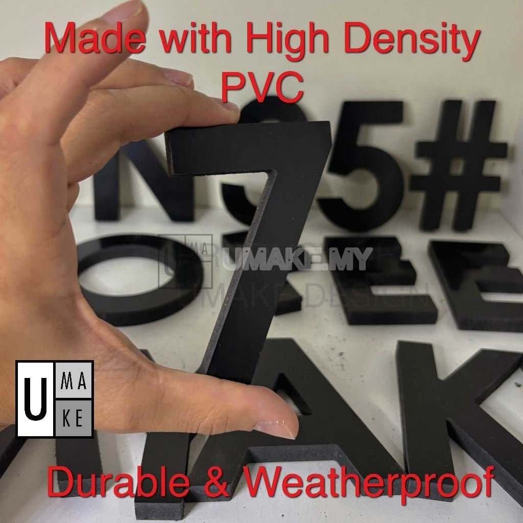 Black PVC 3D Letters (A-Z, 0-9)