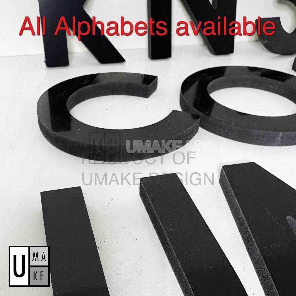 Black PVC 3D Letters (A-Z, 0-9)