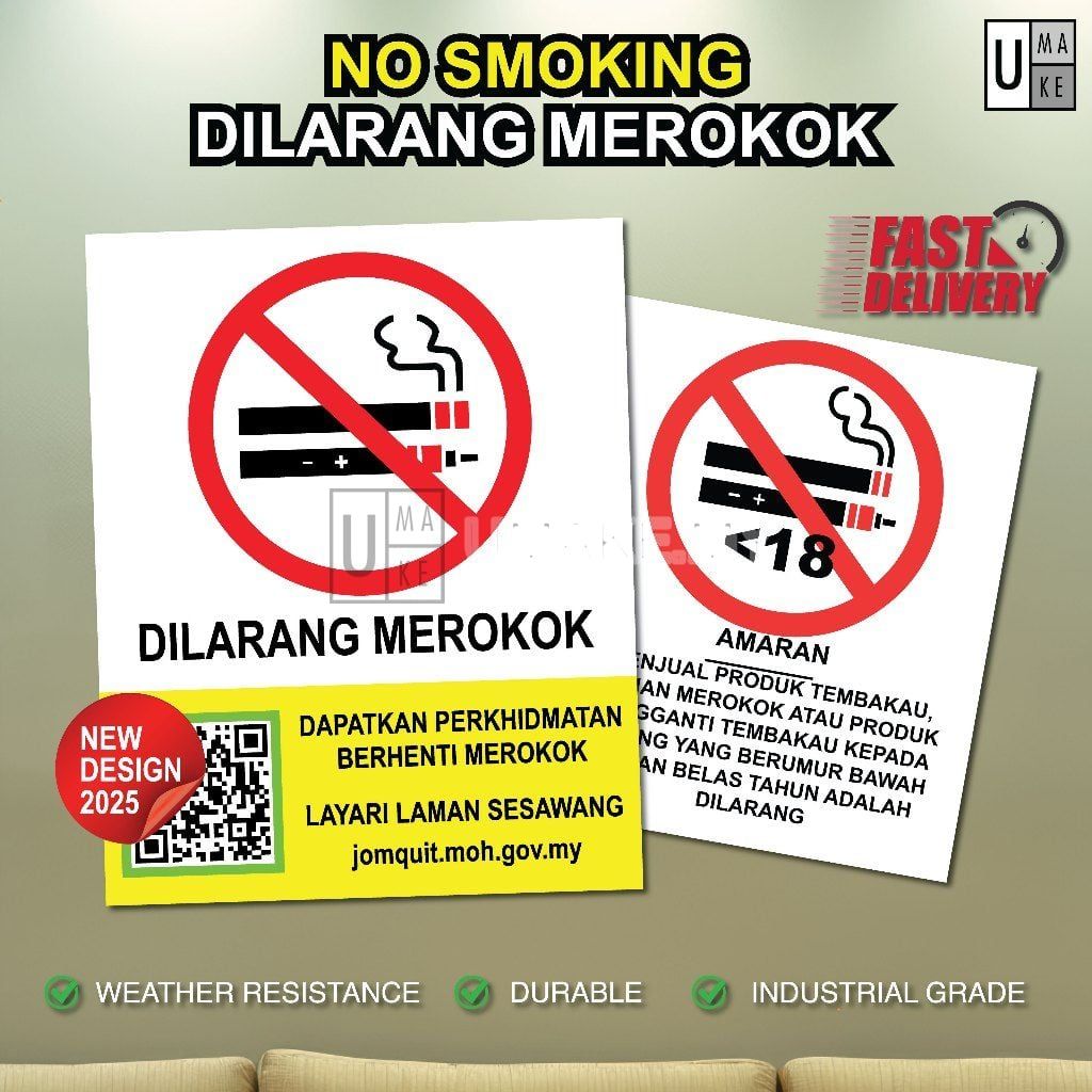 No Smoking & No Vaping Sign (All Sizes, KKM)