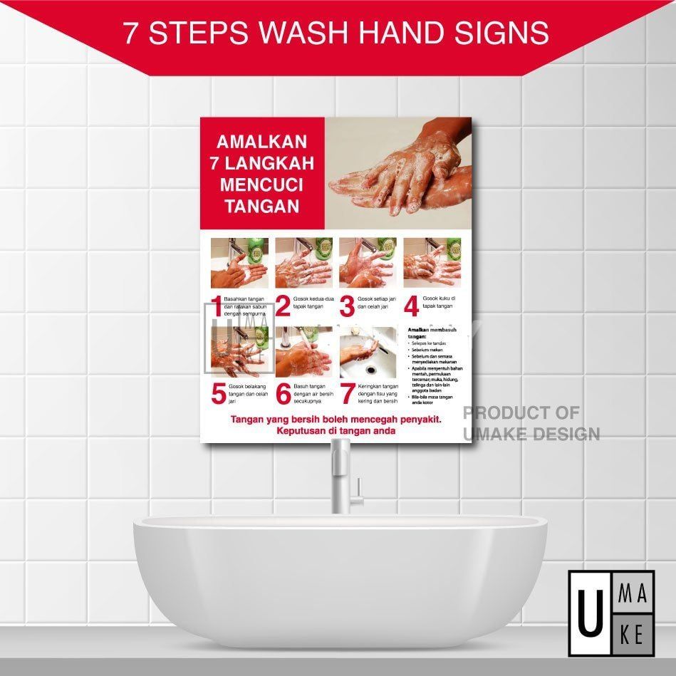 Hand Washing 7 Steps Sign