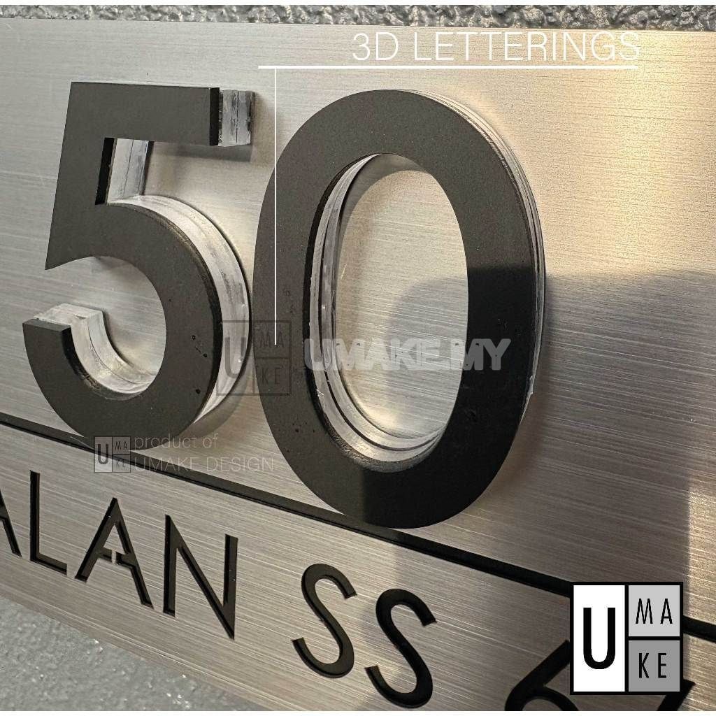 Stainless Steel House Number Plate (Custom)