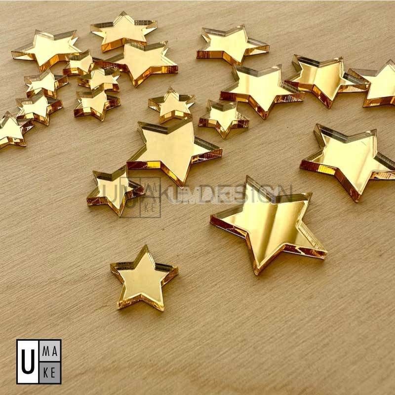 Gold & Silver Mirror Acrylic Star Craft Pieces