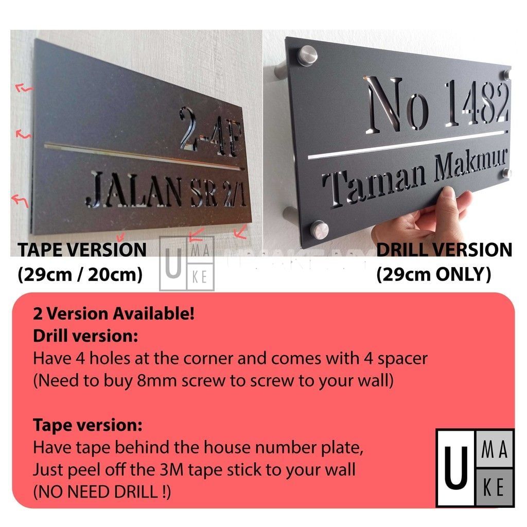 Custom Modern Acrylic House Number Plate