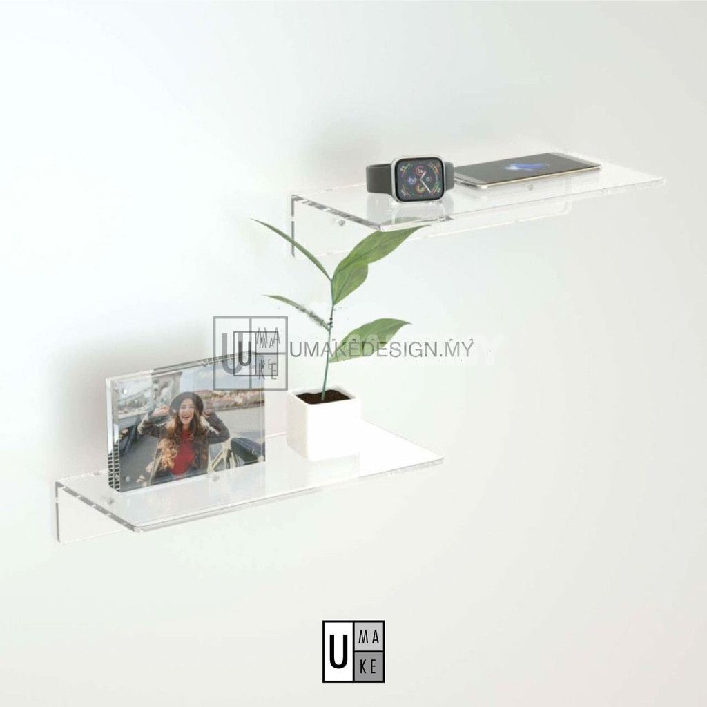 Acrylic Wall Shelf No-Drill (Clear)