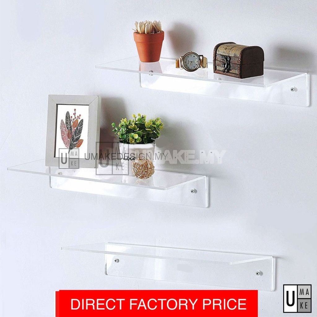 Acrylic Wall Shelf No-Drill (Clear)