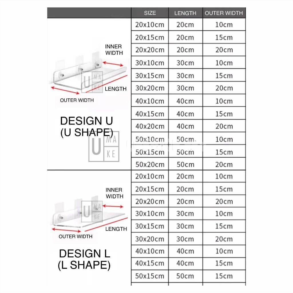 Acrylic Wall Shelf No-Drill (Clear)