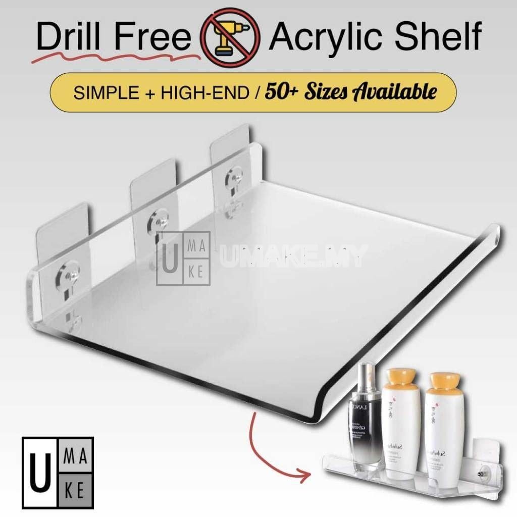 Acrylic Wall Shelf No-Drill (Clear)
