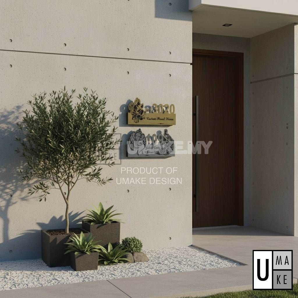 Ganesha Stainless Steel House Number Plate