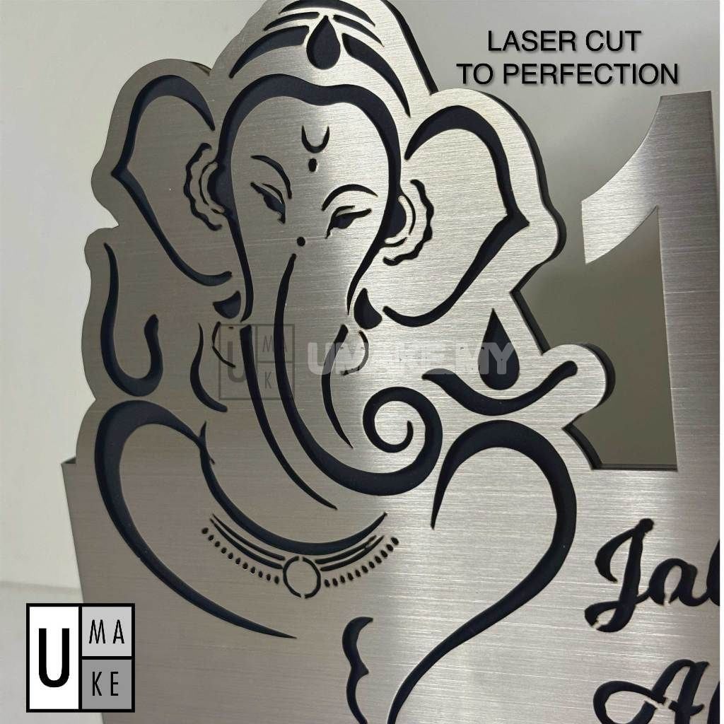 Ganesha Stainless Steel House Number Plate