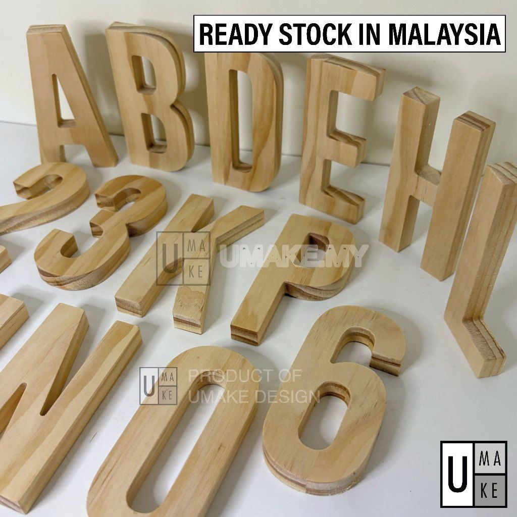 Solid Pine Wood Letters & Numbers