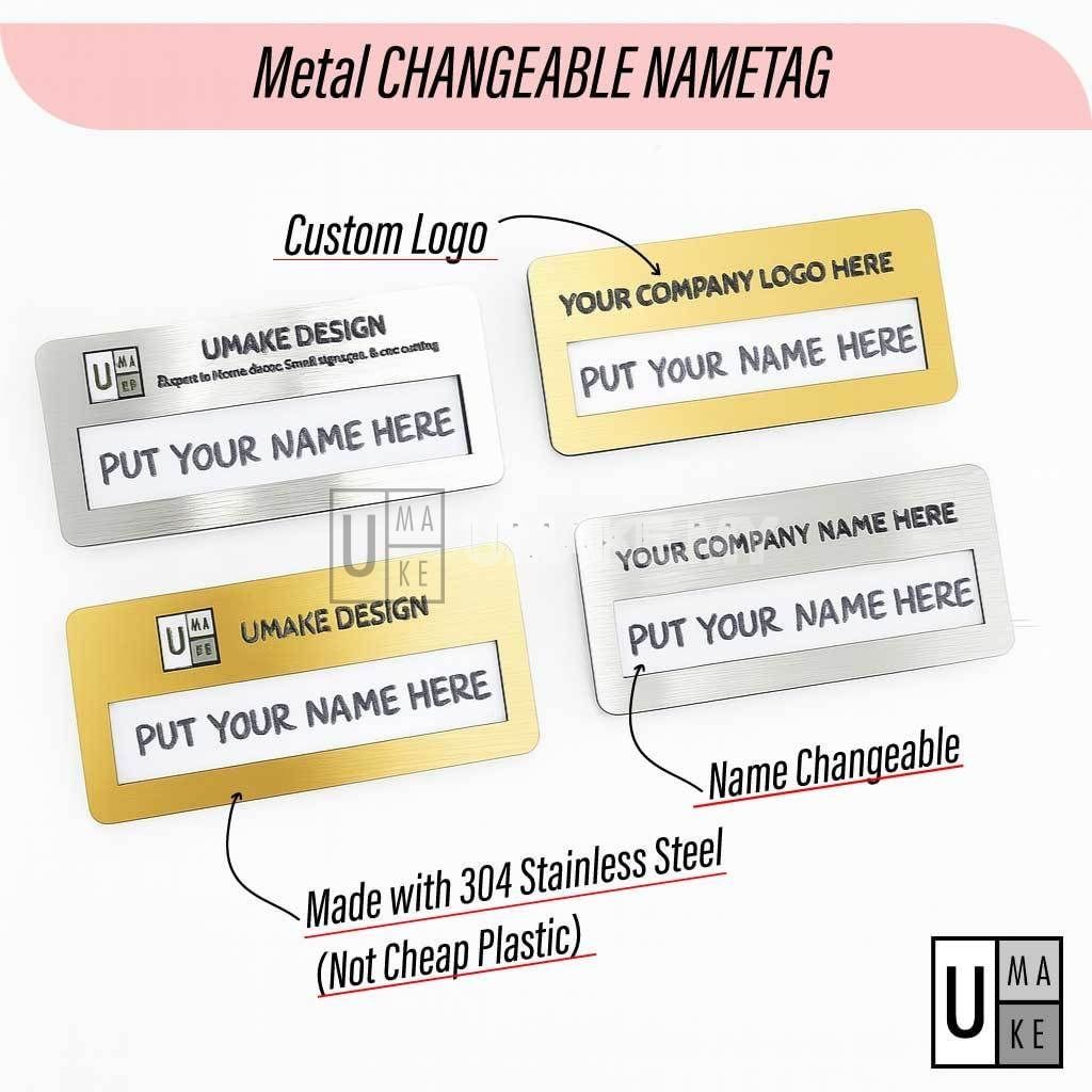 Stainless Steel Embossed Reusable Name Tag