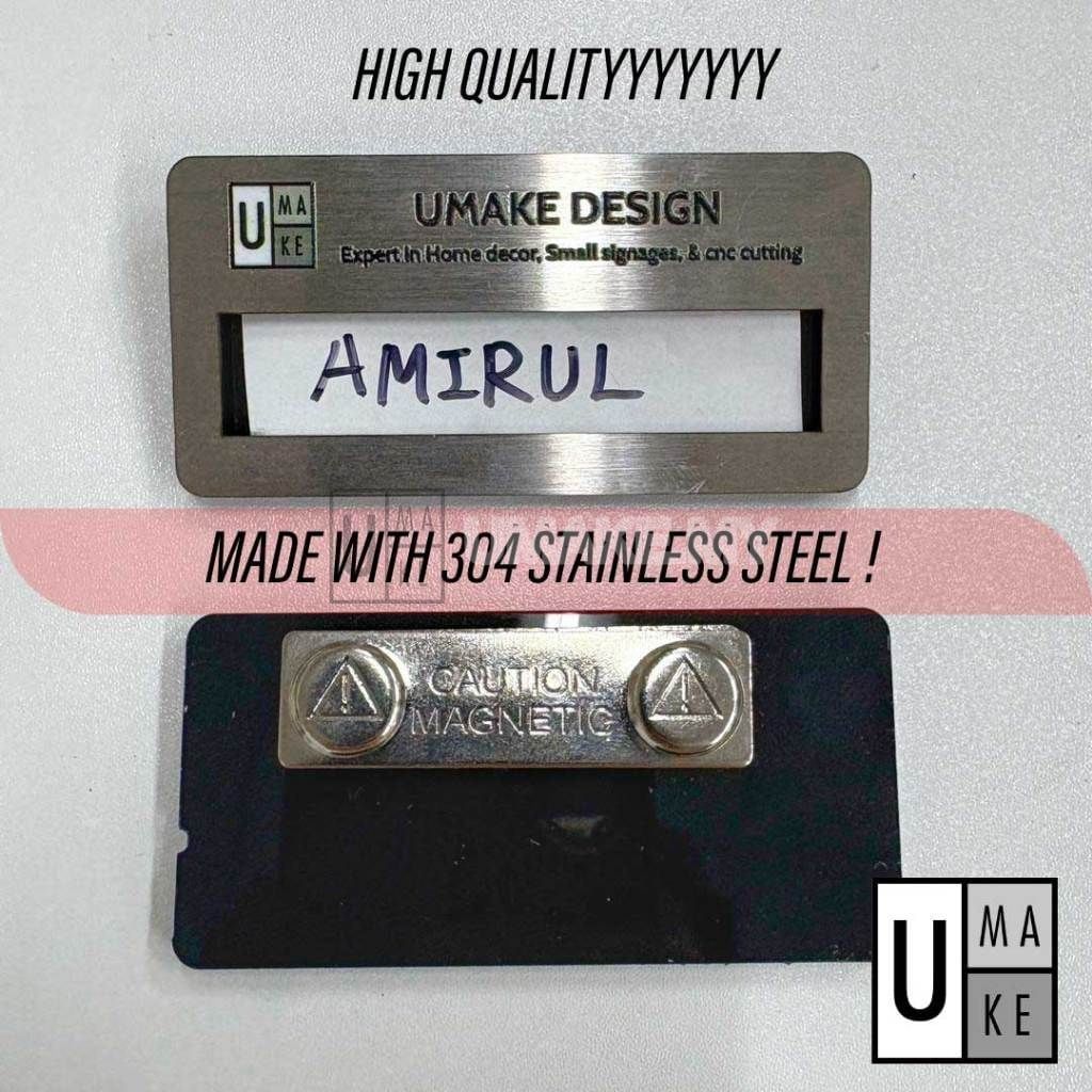 Stainless Steel Embossed Reusable Name Tag