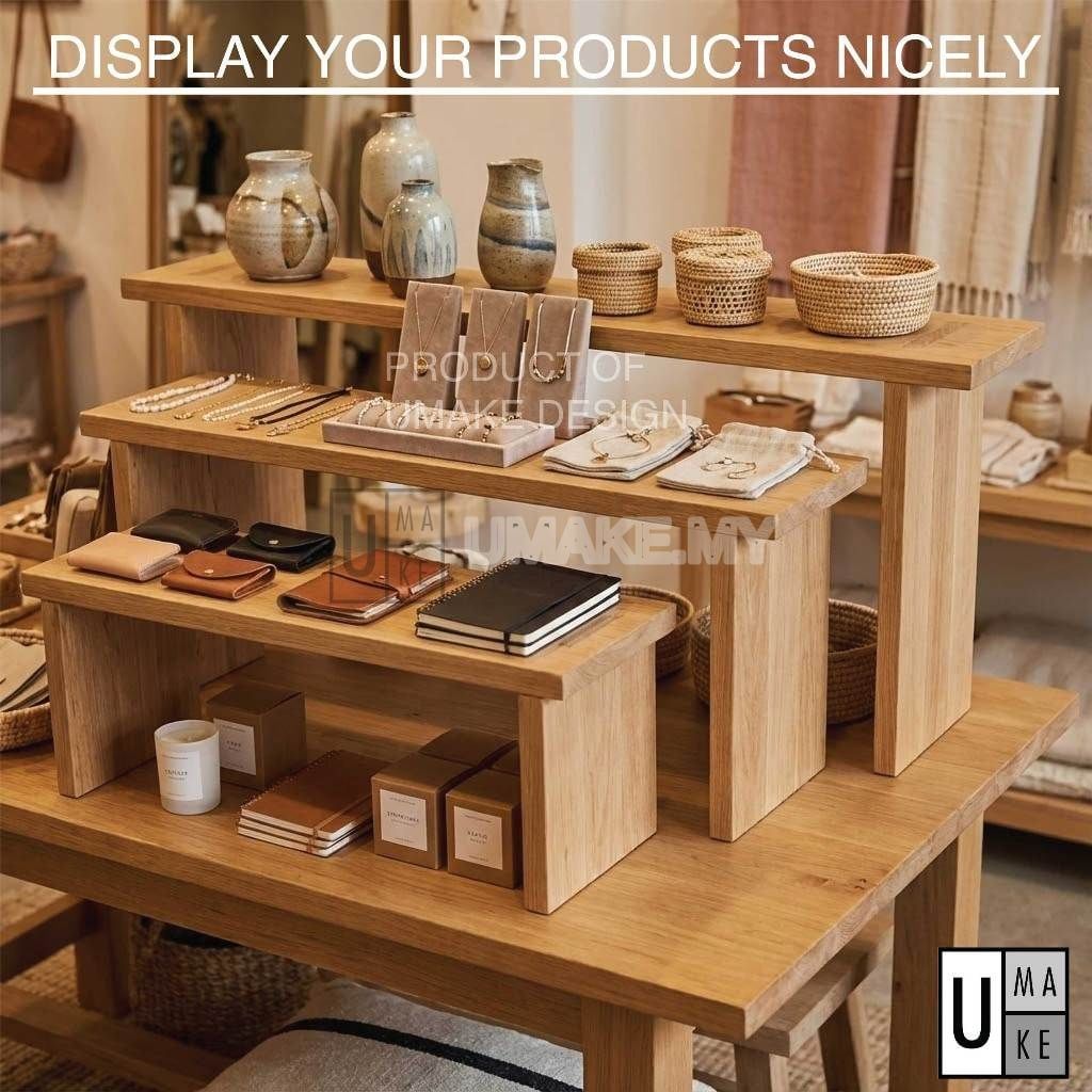 Rubber Wood Display Riser & Monitor Stand