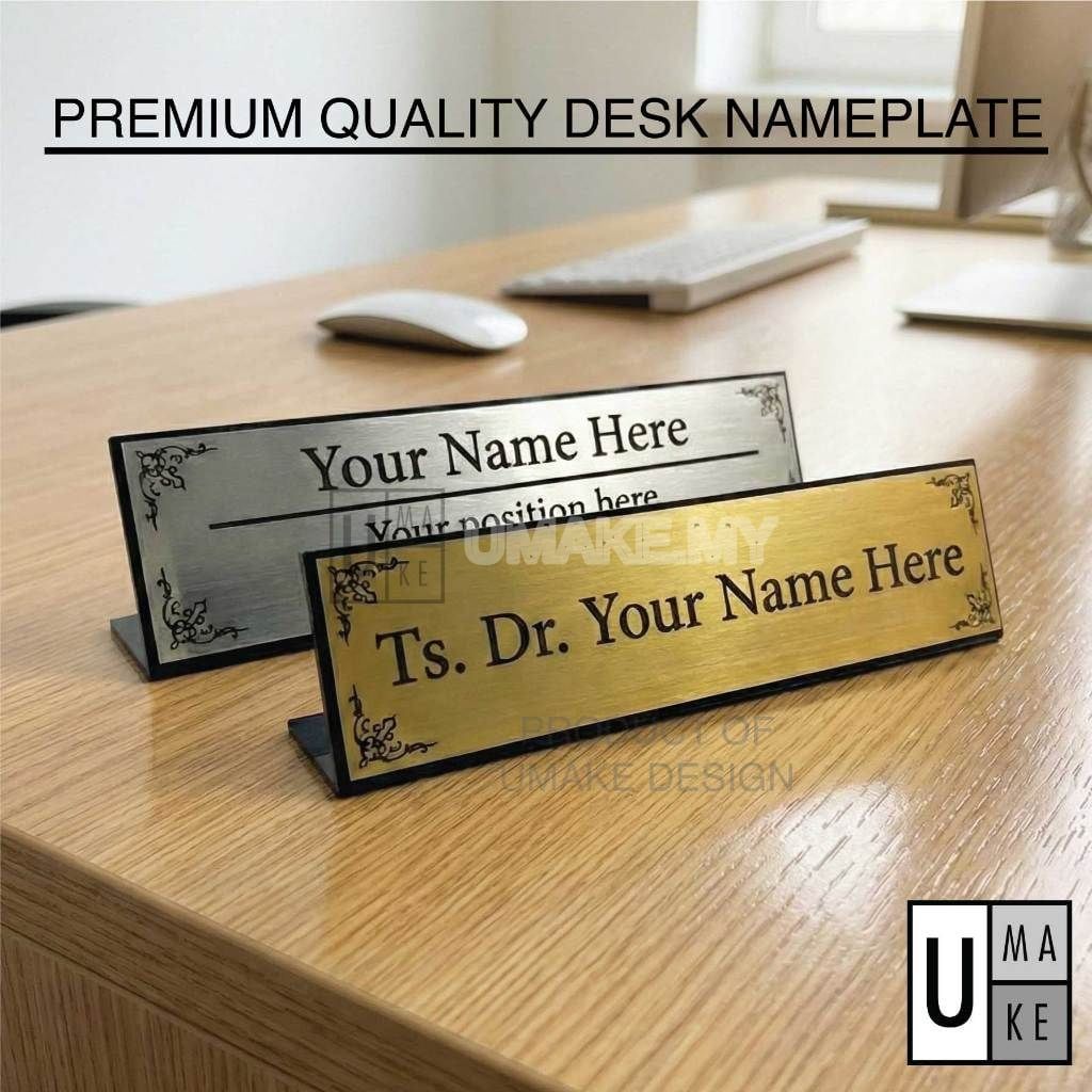 L-Shape Desk Name Plate (Metallic Acrylic)