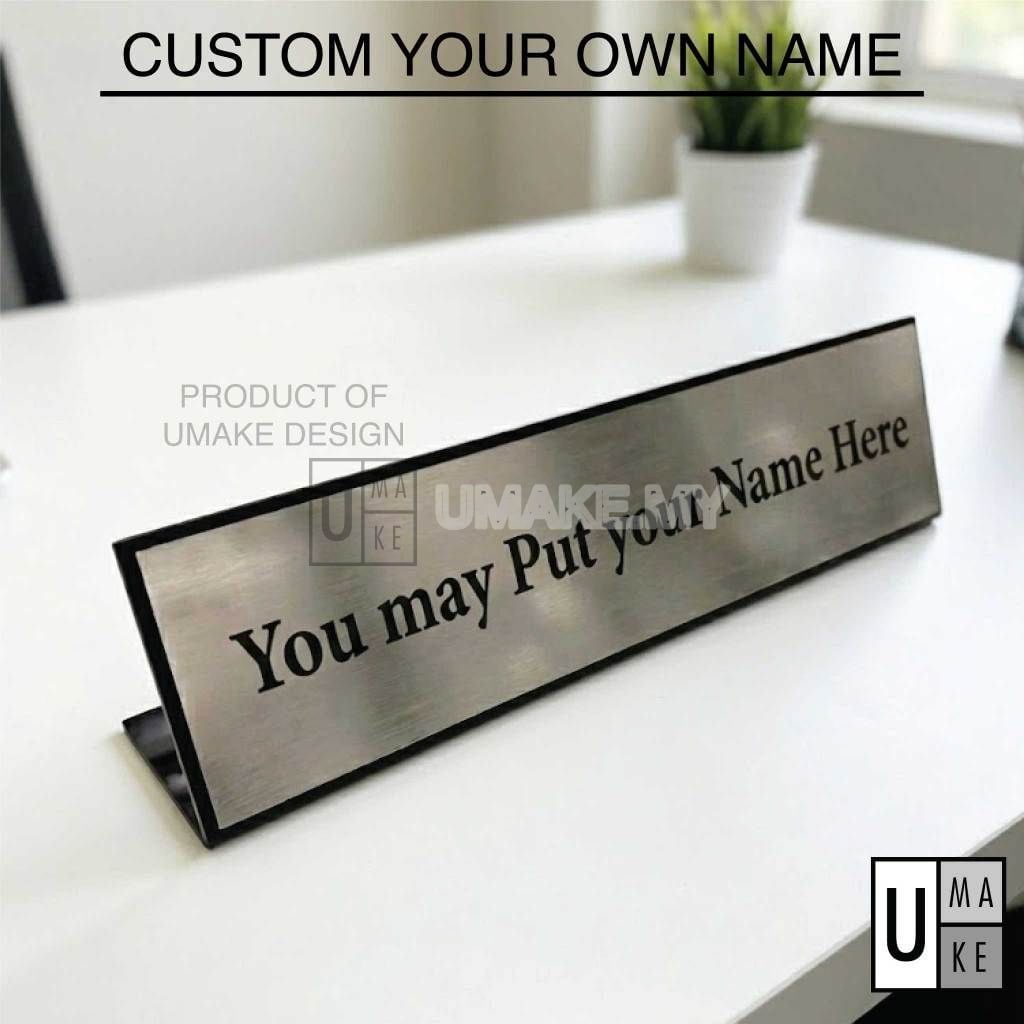 L-Shape Desk Name Plate (Metallic Acrylic)