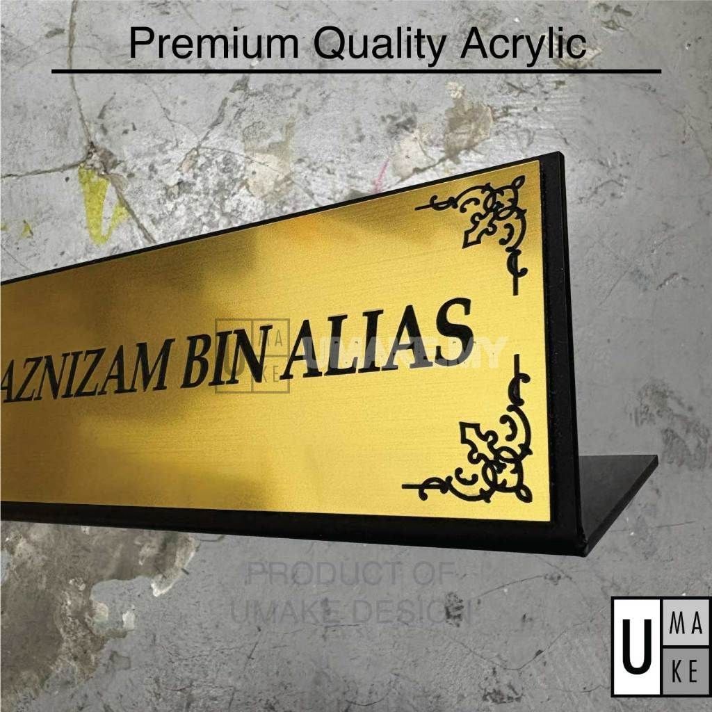 L-Shape Desk Name Plate (Metallic Acrylic)