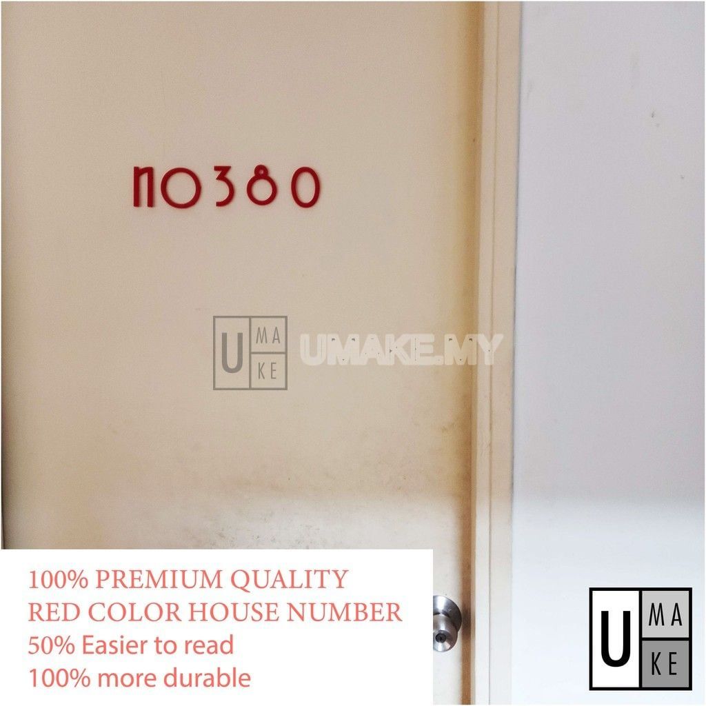 Red Acrylic House Number Digits