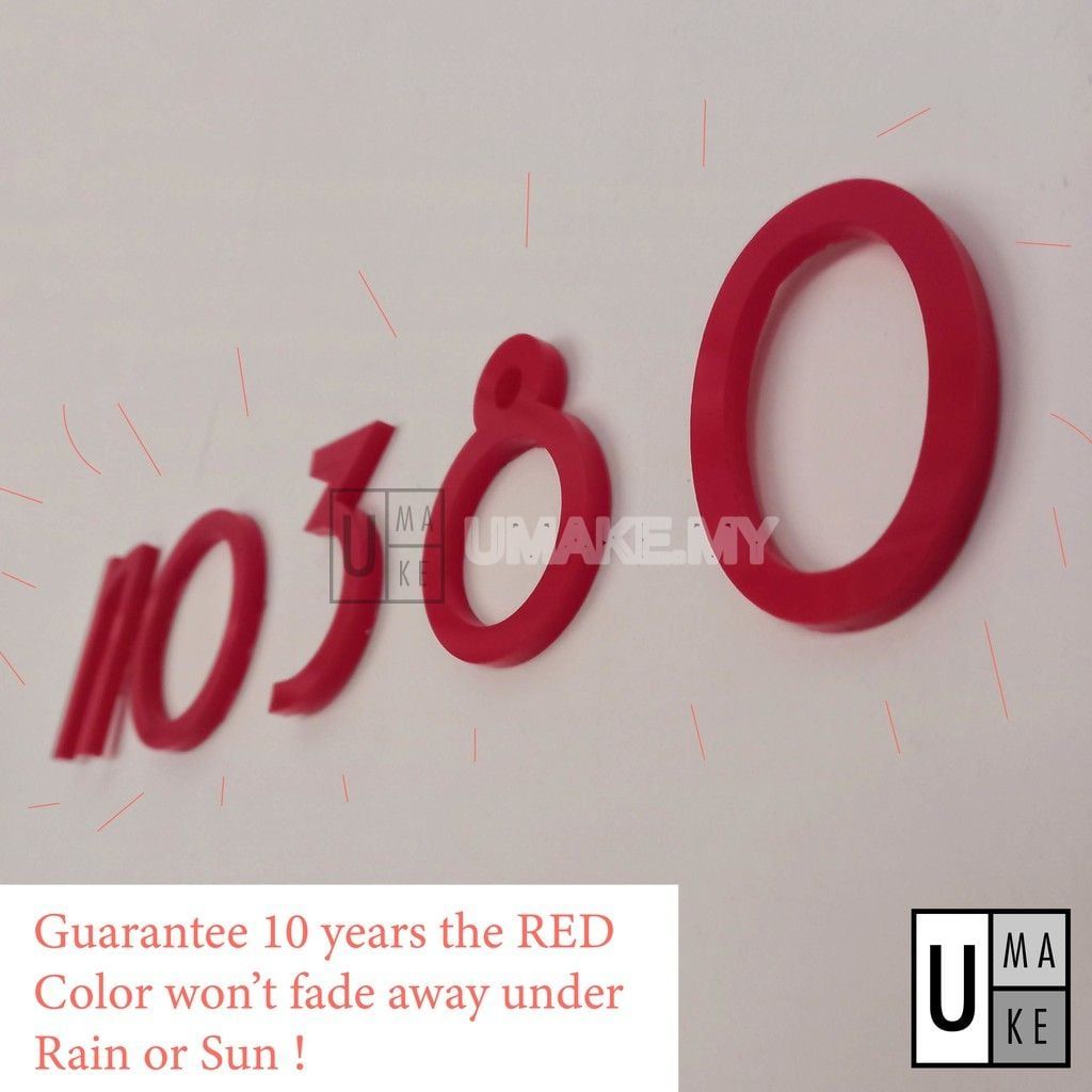 Red Acrylic House Number Digits