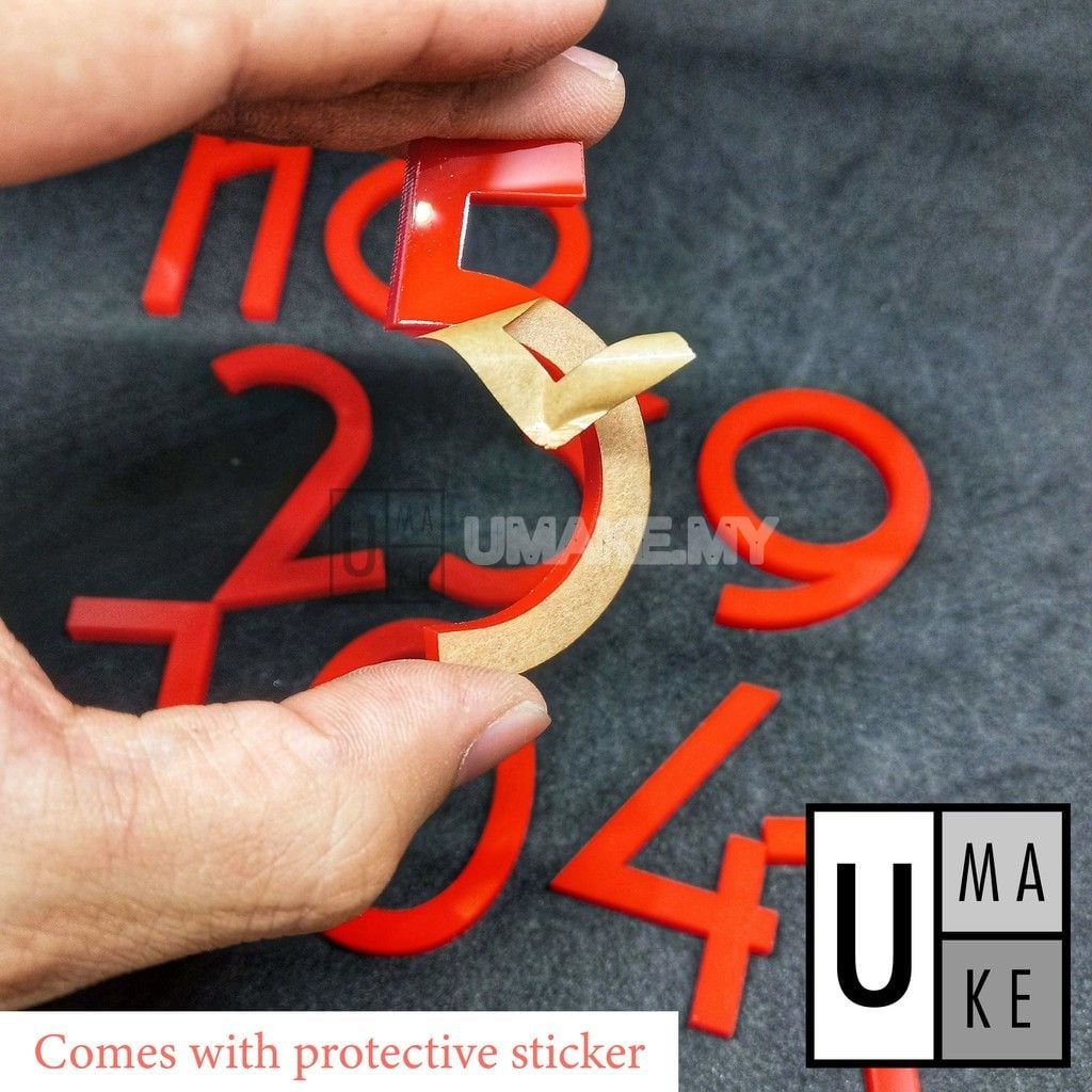 Red Acrylic House Number Digits