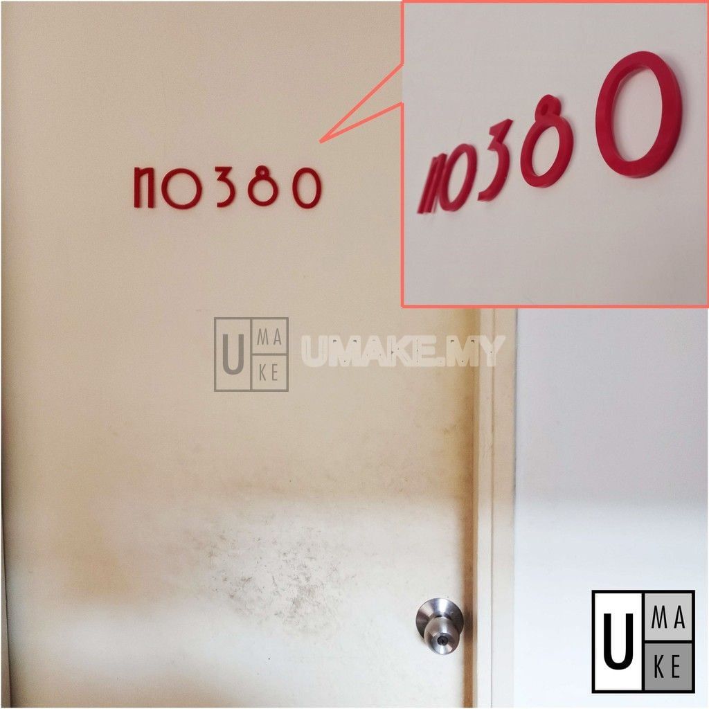 Red Acrylic House Number Digits