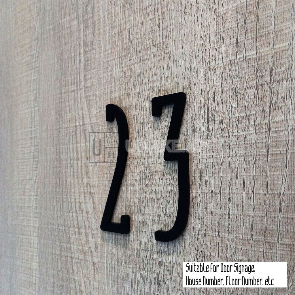 Black Acrylic Door Number Plaque (10cm)