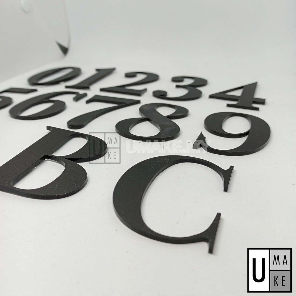 Black Matte Acrylic House Number Digit