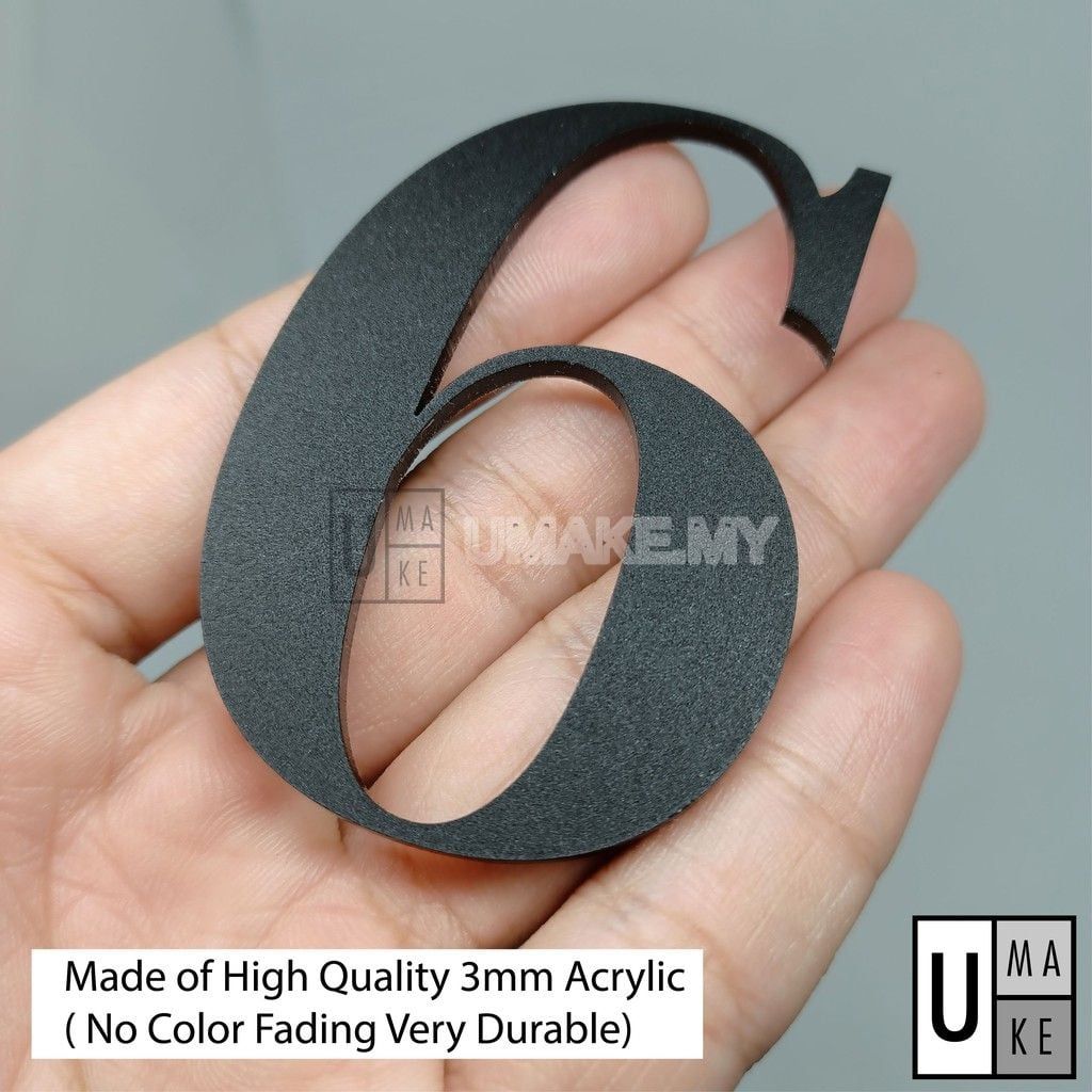Black Matte Acrylic House Number Digit