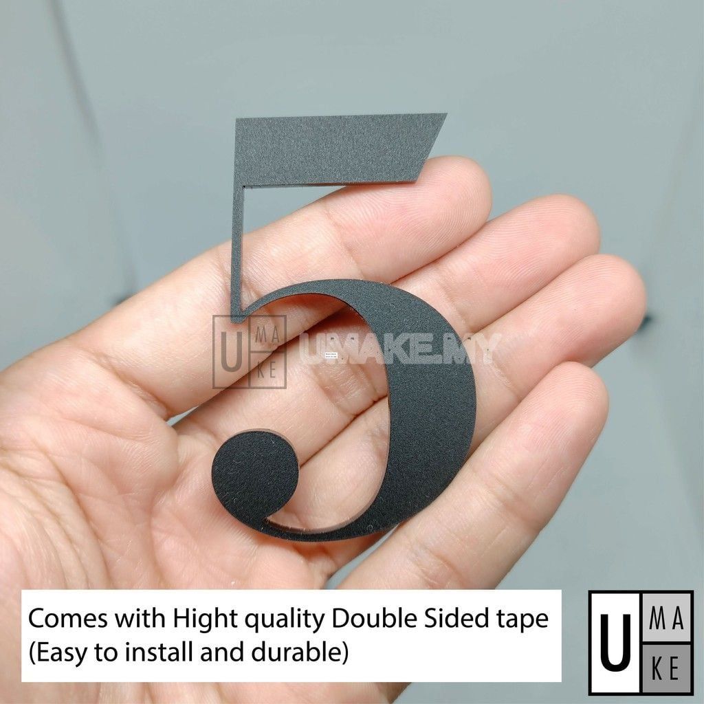 Black Matte Acrylic House Number Digit