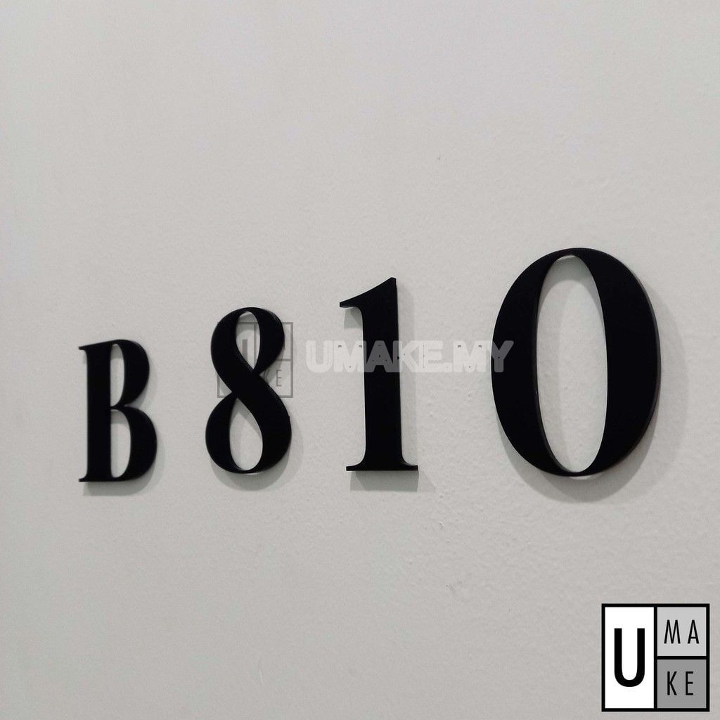 Black Matte Acrylic House Number Digit