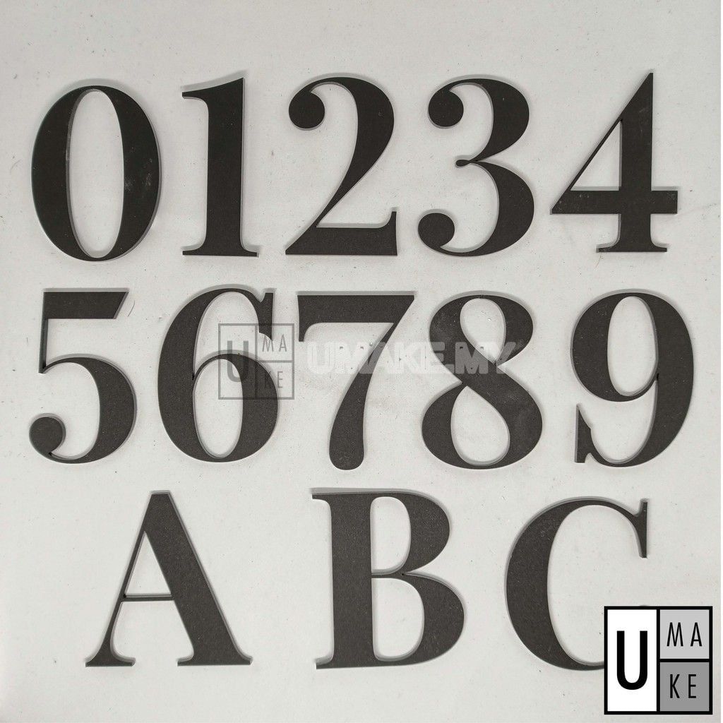 Black Matte Acrylic House Number Digit