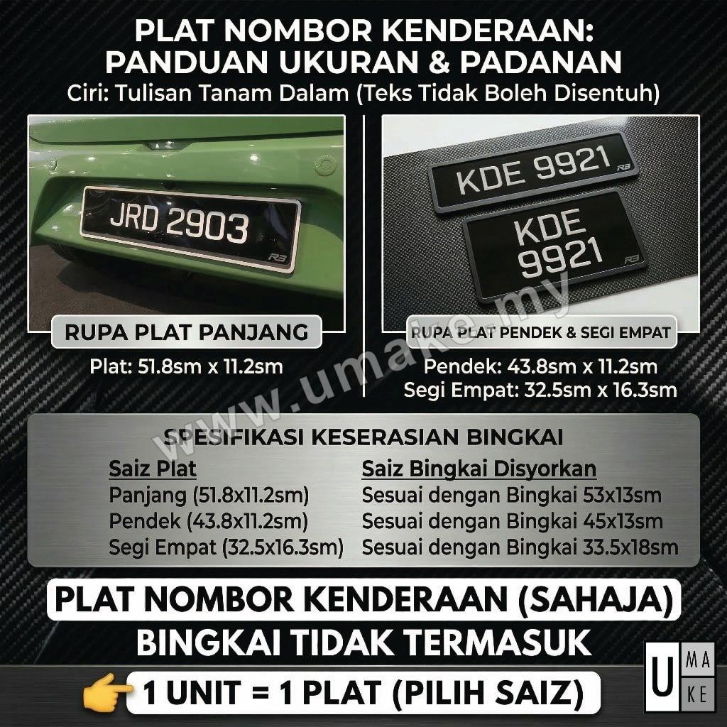 3D Crystal Car Number Plate | Nombor Plat Kereta Kristal Timbul Custom (No Flat Acrylic)