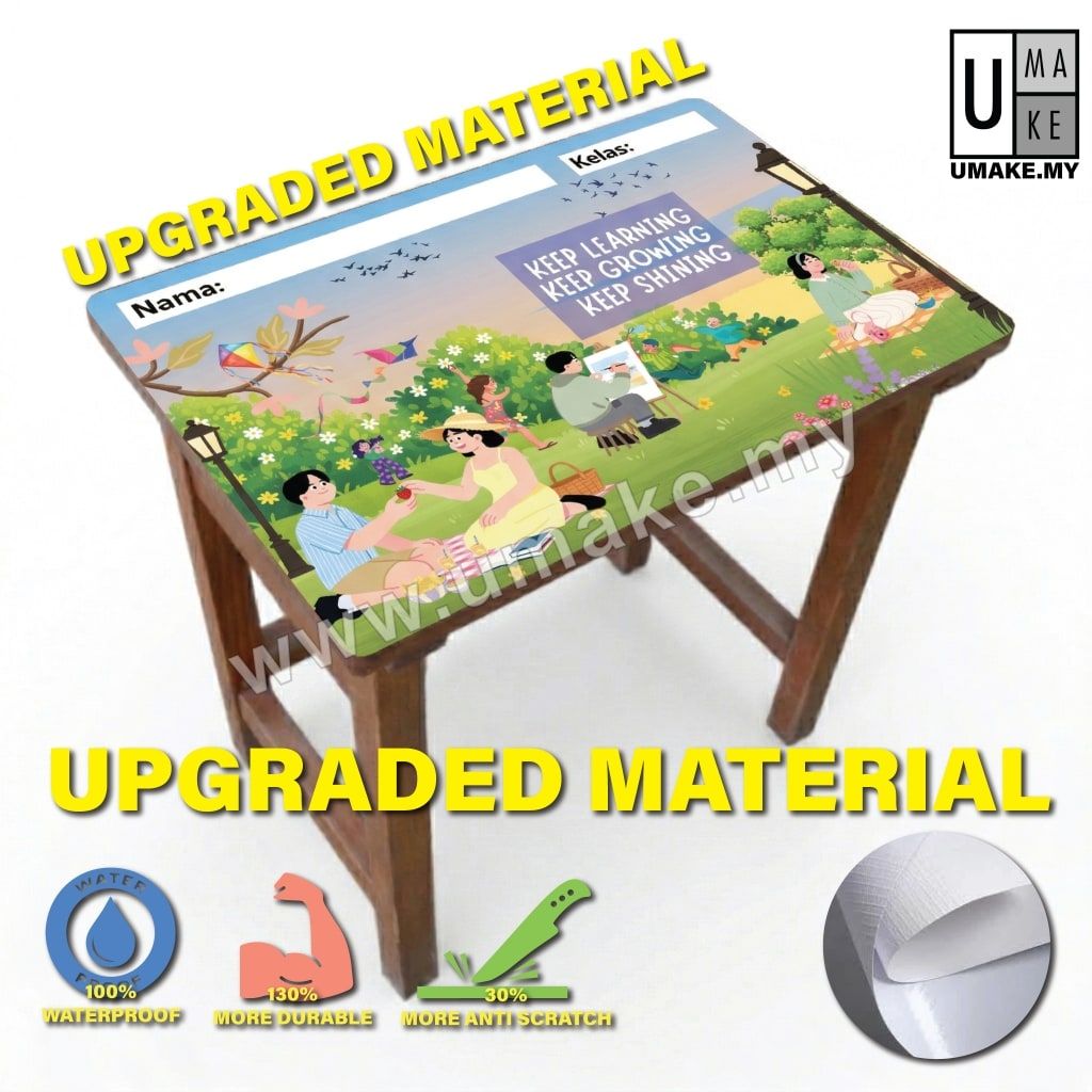 Alas Meja Murid Sekolah 2026 | Student Desk Table Cover Wrap Decor (PVC, 16 Designs)