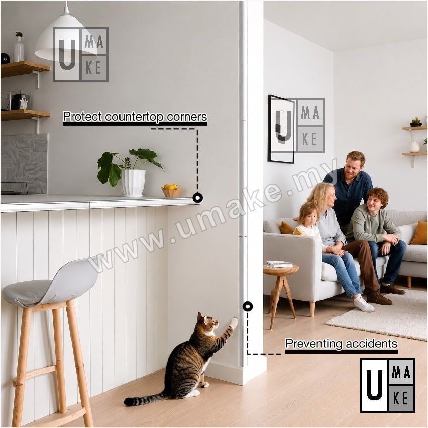 Acrylic Wall Corner Protector | Anti-Collision Guard Strip (3mm Clear / Black / White)