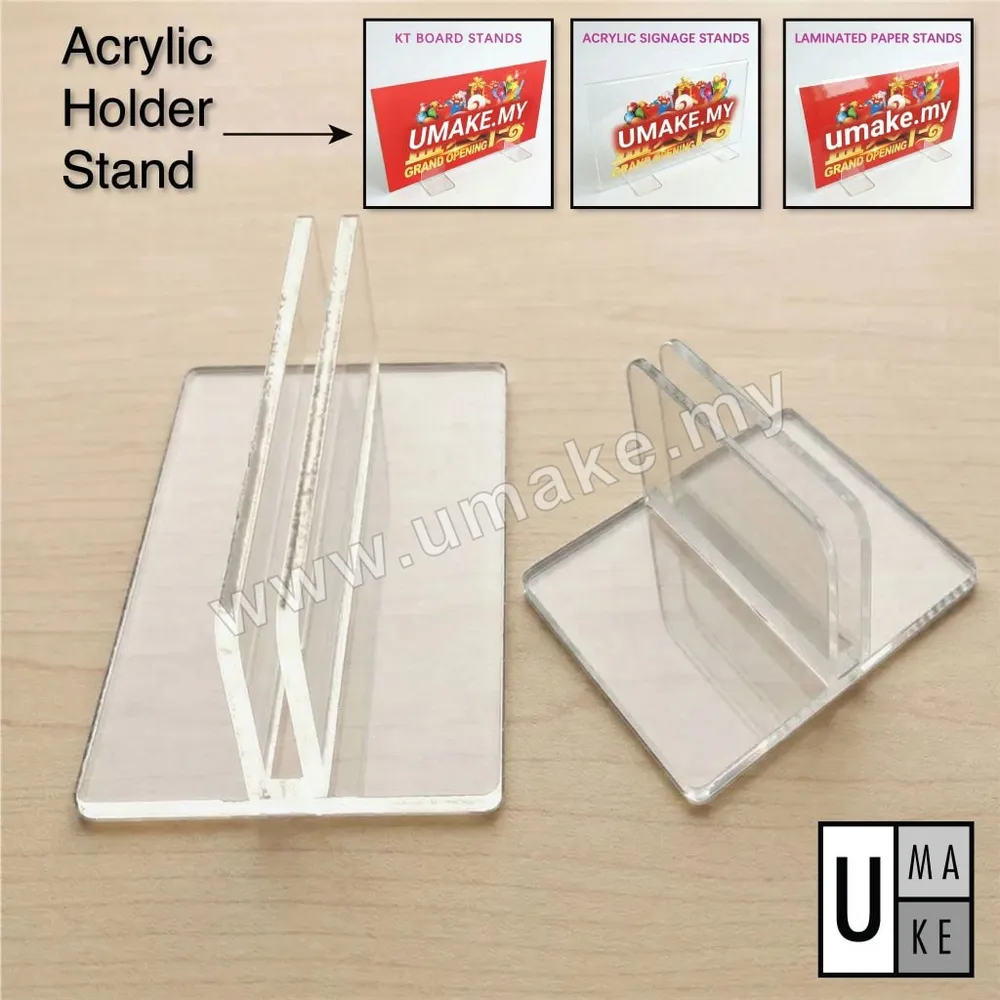 Clear Acrylic Sign Holder Stand Base | 5mm Slot Display for KT Board, Menus & Laminated Paper