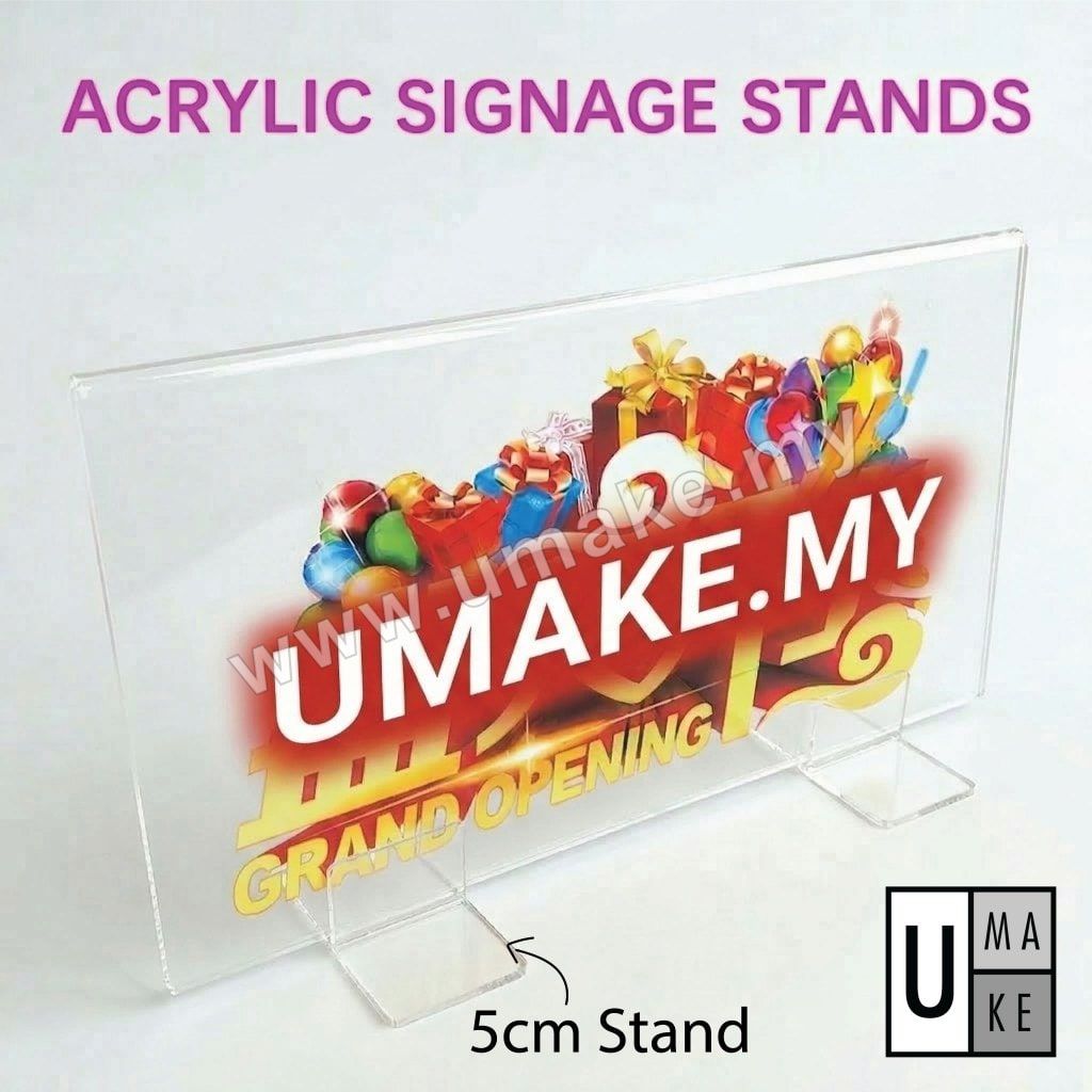 Clear Acrylic Sign Holder Stand Base | 5mm Slot Display for KT Board, Menus & Laminated Paper