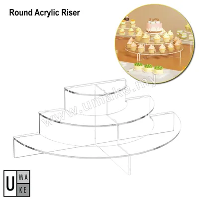 Acrylic Tiered Display Stand | Rounded Ladder Shelf Showcase (Toys, Cosmetics, Collectibles)