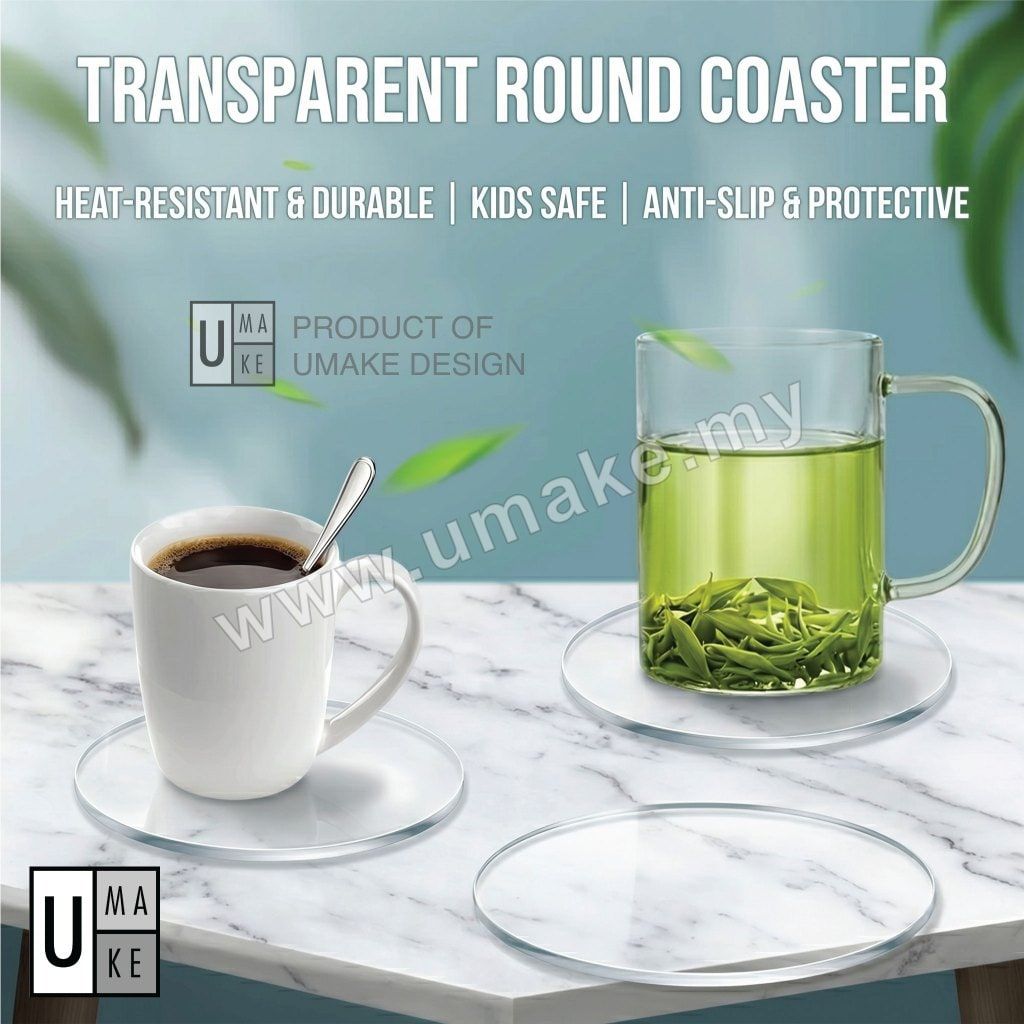 Blank Transparent Coaster | Thick Heat-Resistant PVC TPU Cup Mat (DIY Clear Coaster)