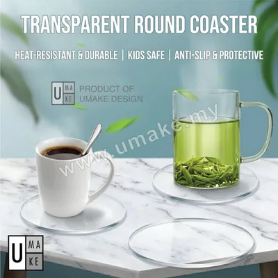 Blank Transparent Coaster | Thick Heat-Resistant PVC TPU Cup Mat (DIY Clear Coaster)