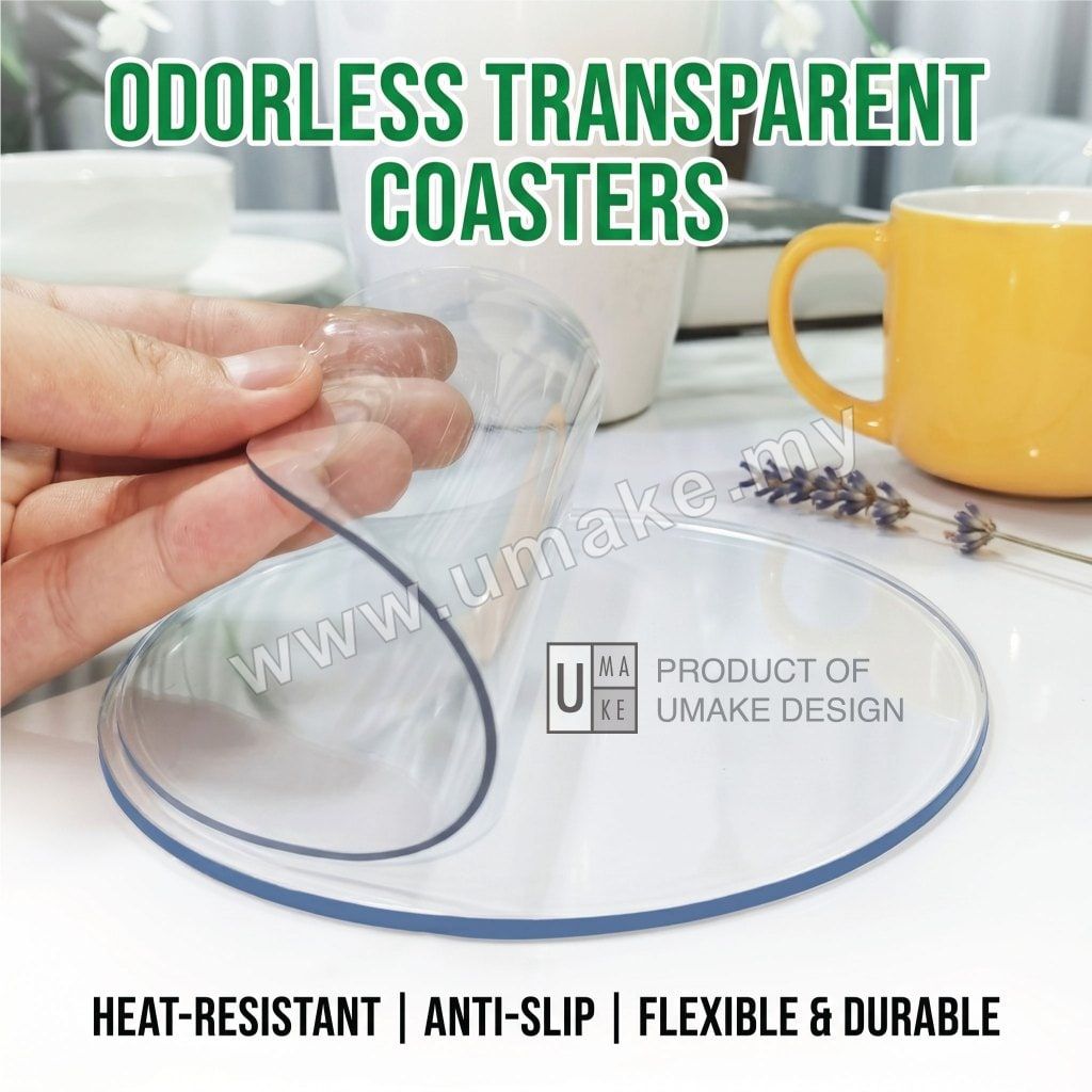 Blank Transparent Coaster | Thick Heat-Resistant PVC TPU Cup Mat (DIY Clear Coaster)